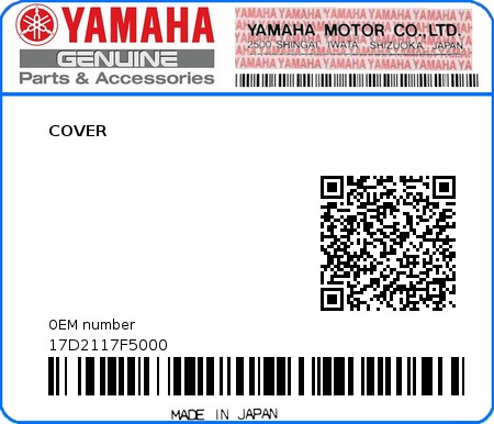 Product image: Yamaha - 17D2117F5000 - COVER  0