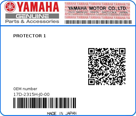 Product image: Yamaha - 17D-2315H-J0-00 - PROTECTOR 1 