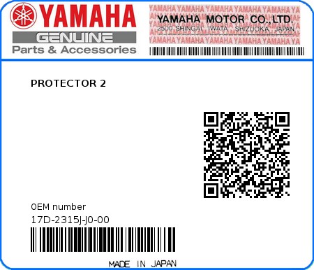 Product image: Yamaha - 17D-2315J-J0-00 - PROTECTOR 2 