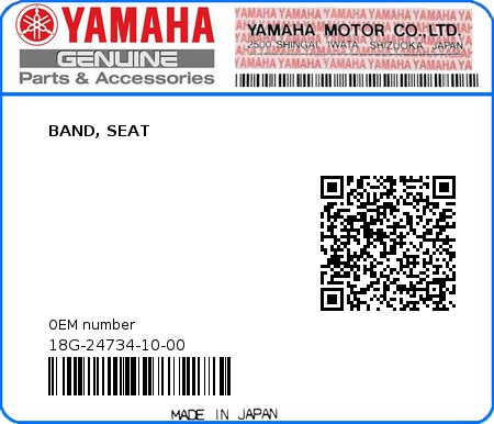 Product image: Yamaha - 18G-24734-10-00 - BAND, SEAT 