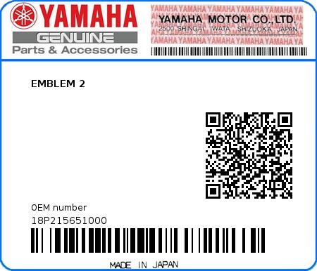 Product image: Yamaha - 18P215651000 - EMBLEM 2  0