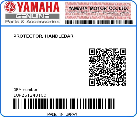 Product image: Yamaha - 18P261240100 - PROTECTOR, HANDLEBAR  0