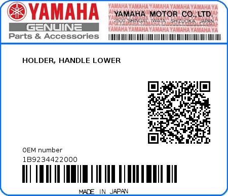 Product image: Yamaha - 1B9234422000 - HOLDER, HANDLE LOWER  0