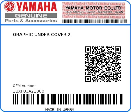 Product image: Yamaha - 1BXF83A21000 - GRAPHIC UNDER COVER 2  0