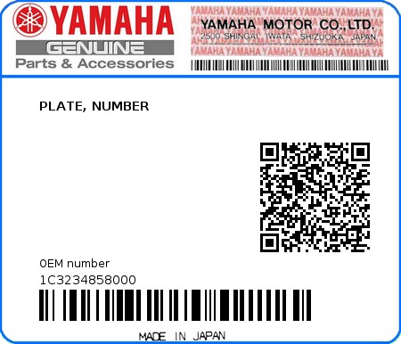 Product image: Yamaha - 1C3234858000 - PLATE, NUMBER 