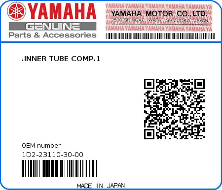 Product image: Yamaha - 1D2-23110-30-00 - .INNER TUBE COMP.1  0