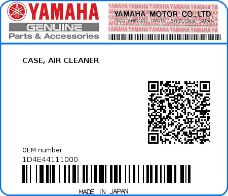 Product image: Yamaha - 1D4E44111000 - CASE, AIR CLEANER  0