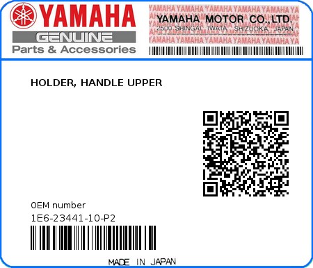 Product image: Yamaha - 1E6-23441-10-P2 - HOLDER, HANDLE UPPER  0