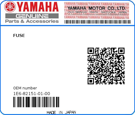 Product image: Yamaha - 1E6-82151-01-00 - FUSE  0