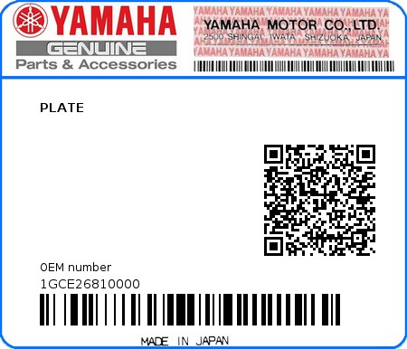 Product image: Yamaha - 1GCE26810000 - PLATE 