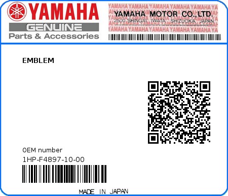 Product image: Yamaha - 1HP-F4897-10-00 - EMBLEM 