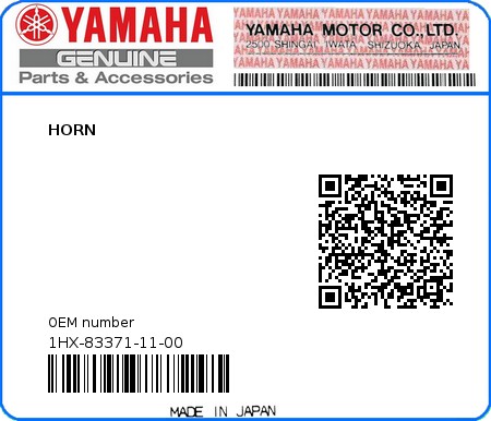 Product image: Yamaha - 1HX-83371-11-00 - HORN 