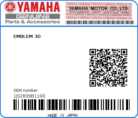 Product image: Yamaha - 1JS2839B1100 - EMBLEM 3D 