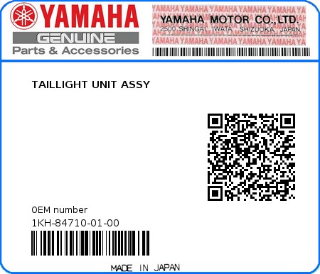 Product image: Yamaha - 1KH-84710-01-00 - TAILLIGHT UNIT ASSY  0