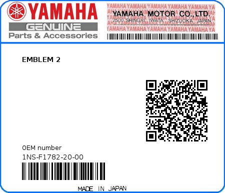 Product image: Yamaha - 1NS-F1782-20-00 - EMBLEM 2  0