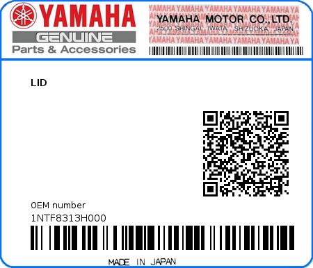 Product image: Yamaha - 1NTF8313H000 - LID  0