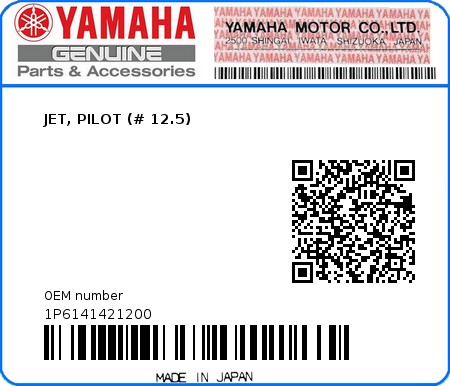 Product image: Yamaha - 1P6141421200 - JET, PILOT (# 12.5) 