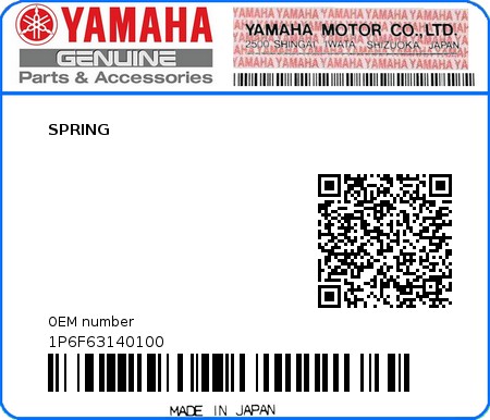 Product image: Yamaha - 1P6F63140100 - SPRING  0