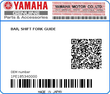 Product image: Yamaha - 1PE185340000 - BAR, SHIFT FORK GUIDE  0