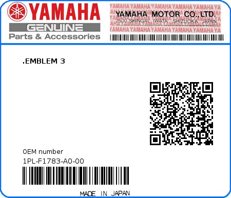 Product image: Yamaha - 1PL-F1783-A0-00 - .EMBLEM 3 