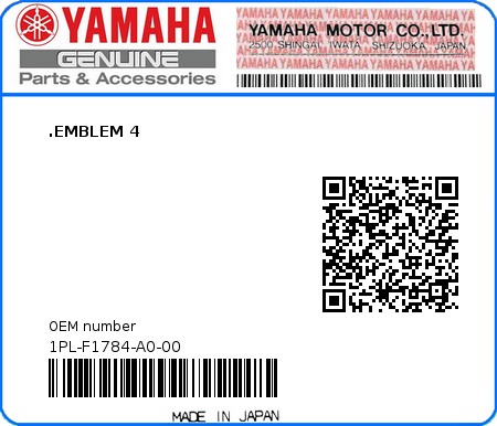 Product image: Yamaha - 1PL-F1784-A0-00 - .EMBLEM 4  0