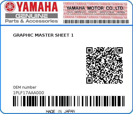 Product image: Yamaha - 1PLF17AAA000 - GRAPHIC MASTER SHEET 1  0