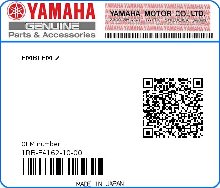 Product image: Yamaha - 1RB-F4162-10-00 - EMBLEM 2 