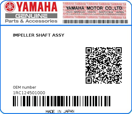 Product image: Yamaha - 1RC124501000 - IMPELLER SHAFT ASSY 