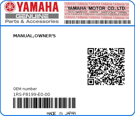 Product image: Yamaha - 1RS-F8199-E0-00 - MANUAL,OWNER'S 