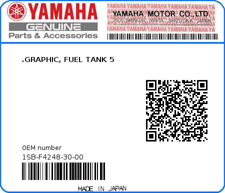 Product image: Yamaha - 1SB-F4248-30-00 - .GRAPHIC, FUEL TANK 5  0