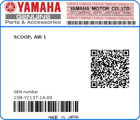 Product image: Yamaha - 1SB-Y2137-1A-00 - SCOOP, AIR 1 