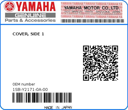 Product image: Yamaha - 1SB-Y2171-0A-00 - COVER, SIDE 1 