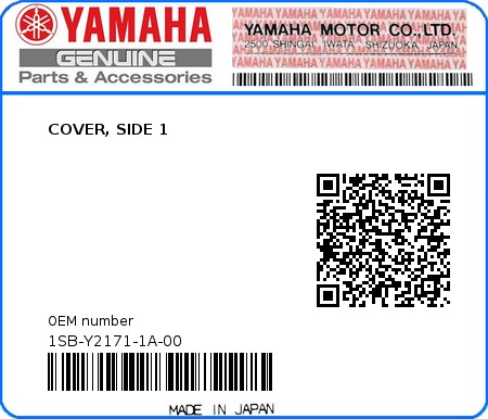 Product image: Yamaha - 1SB-Y2171-1A-00 - COVER, SIDE 1 