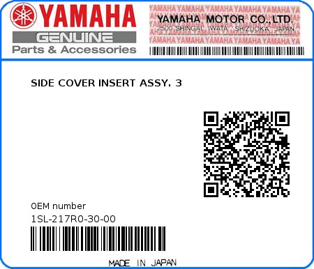 Product image: Yamaha - 1SL-217R0-30-00 - SIDE COVER INSERT ASSY. 3 