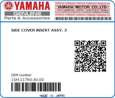 Product image: Yamaha - 1SM-217R0-30-00 - SIDE COVER INSERT ASSY. 3  0