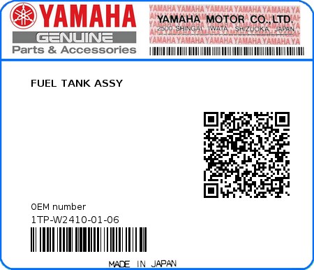 Product image: Yamaha - 1TP-W2410-01-06 - FUEL TANK ASSY  0