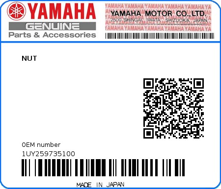 Product image: Yamaha - 1UY259735100 - NUT  0