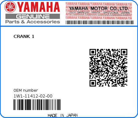 Product image: Yamaha - 1W1-11412-02-00 - CRANK 1 