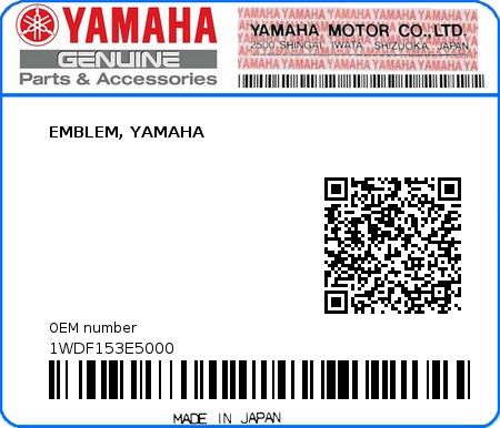 Product image: Yamaha - 1WDF153E5000 - EMBLEM, YAMAHA 