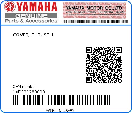 Product image: Yamaha - 1XDF21280000 - COVER, THRUST 1  0
