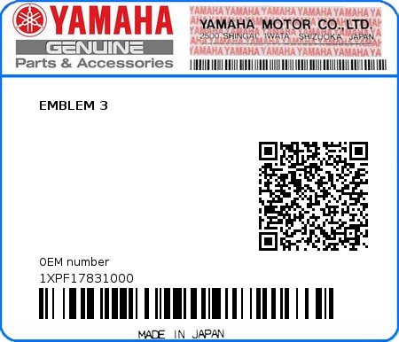 Product image: Yamaha - 1XPF17831000 - EMBLEM 3 