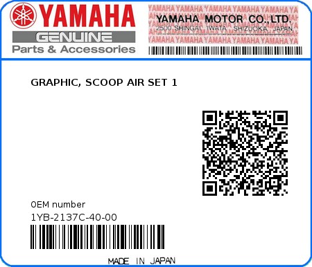 Product image: Yamaha - 1YB-2137C-40-00 - GRAPHIC, SCOOP AIR SET 1 