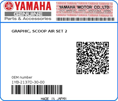 Product image: Yamaha - 1YB-2137D-30-00 - GRAPHIC, SCOOP AIR SET 2 