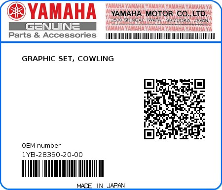 Product image: Yamaha - 1YB-28390-20-00 - GRAPHIC SET, COWLING 