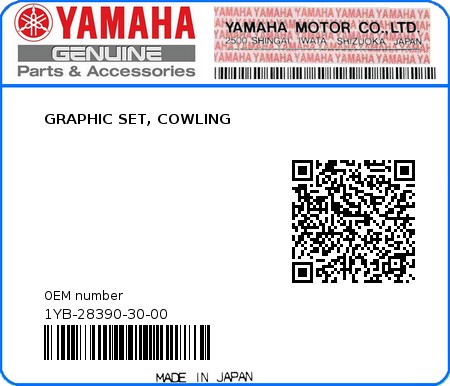 Product image: Yamaha - 1YB-28390-30-00 - GRAPHIC SET, COWLING 