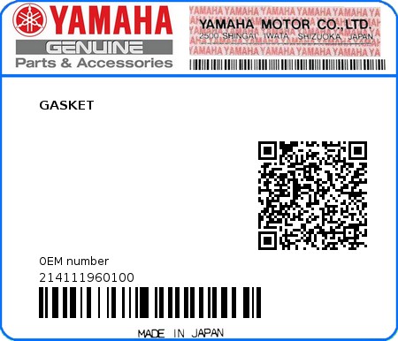 Product image: Yamaha - 214111960100 - GASKET  0