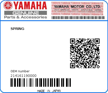 Product image: Yamaha - 214161190000 - SPRING  0