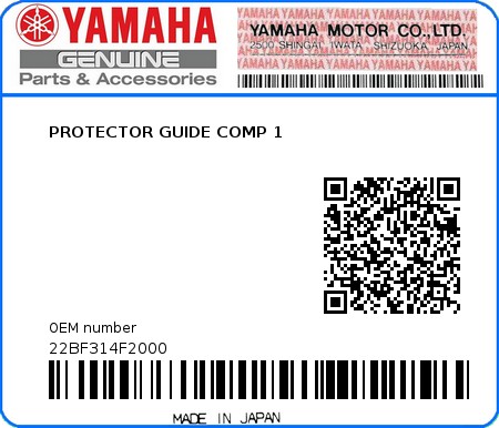 Product image: Yamaha - 22BF314F2000 - PROTECTOR GUIDE COMP 1  0
