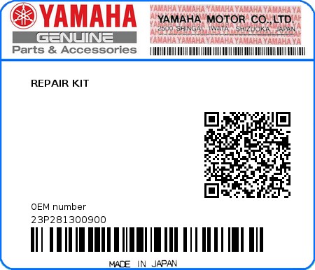 Product image: Yamaha - 23P281300900 - REPAIR KIT 