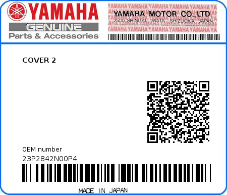 Product image: Yamaha - 23P2842N00P4 - COVER 2 